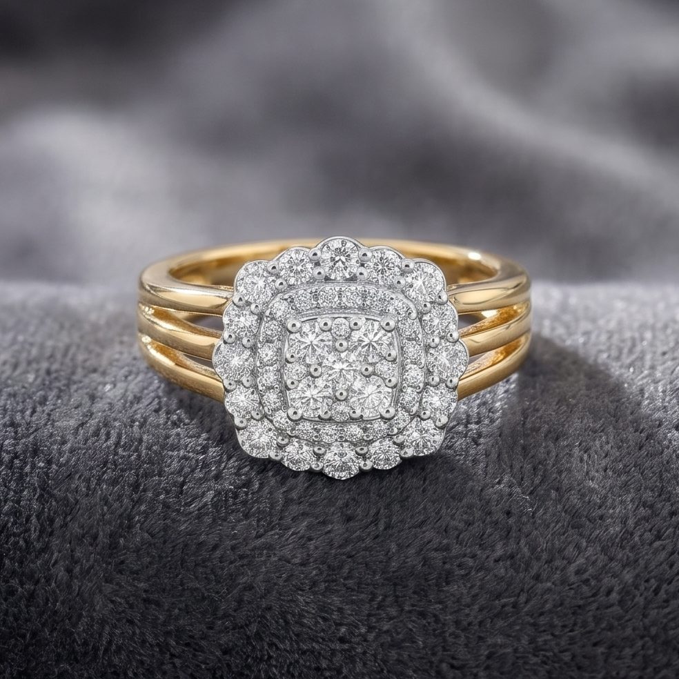 18KT Yellow Gold 1.4 Carat Round Diamond Ring | Innocence Design LR-004474