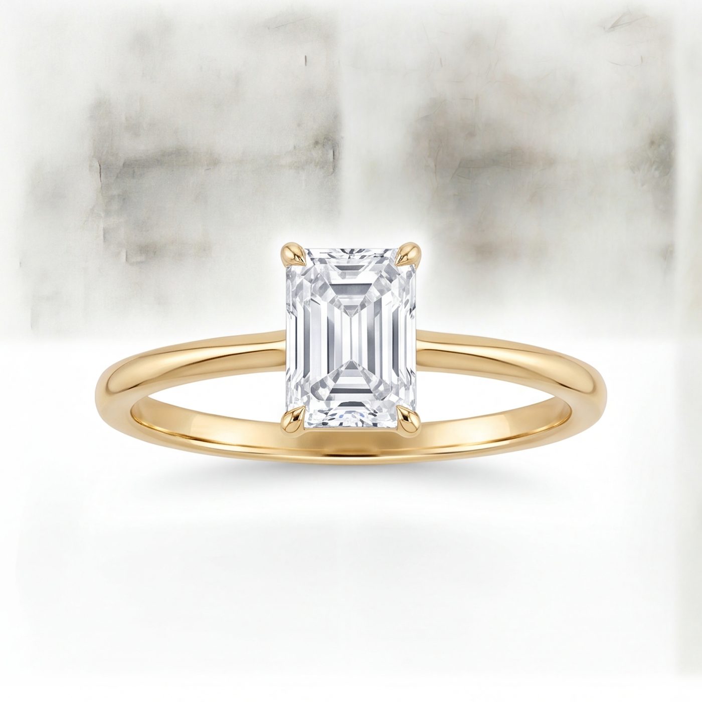 18KT Yellow Gold 1.01 Carat Emerald Diamond Ring | Innocence Design LR-13410