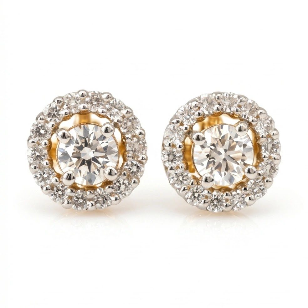 18KT Yellow Gold 0.74 Carat Round Diamond Earrings | Innocence Design E-20375