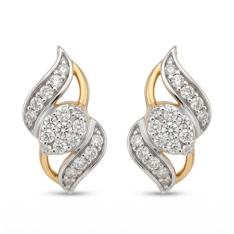 18KT Yellow Gold 0.34 Carat Round Diamond Earrings | Innocence Design E-21591