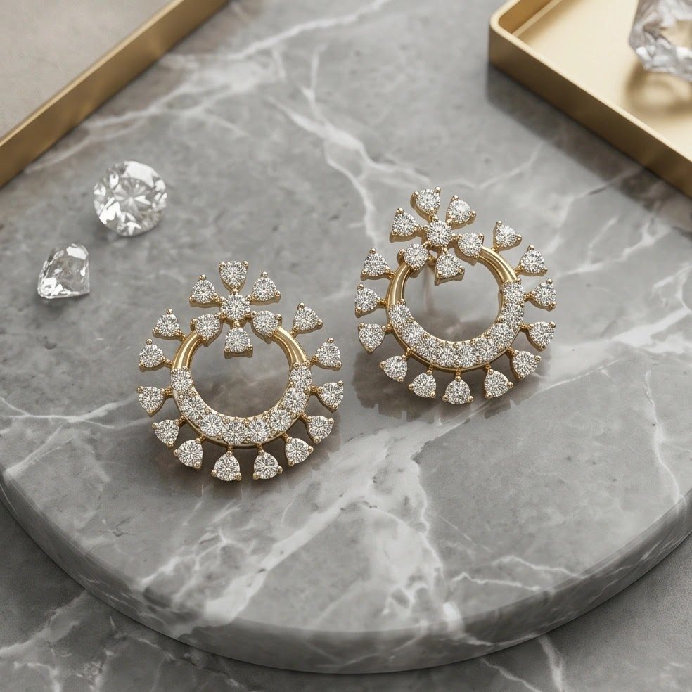 18KT Yellow Gold 0.43 Carat Round Diamond Earrings | Innocence Design E-21601