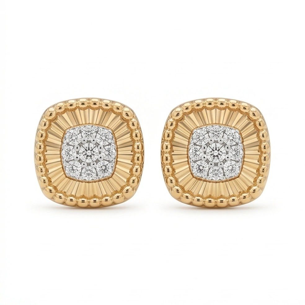 18KT Yellow Gold 0.25 Carat Round Diamond Earrings | Innocence Design E-20606