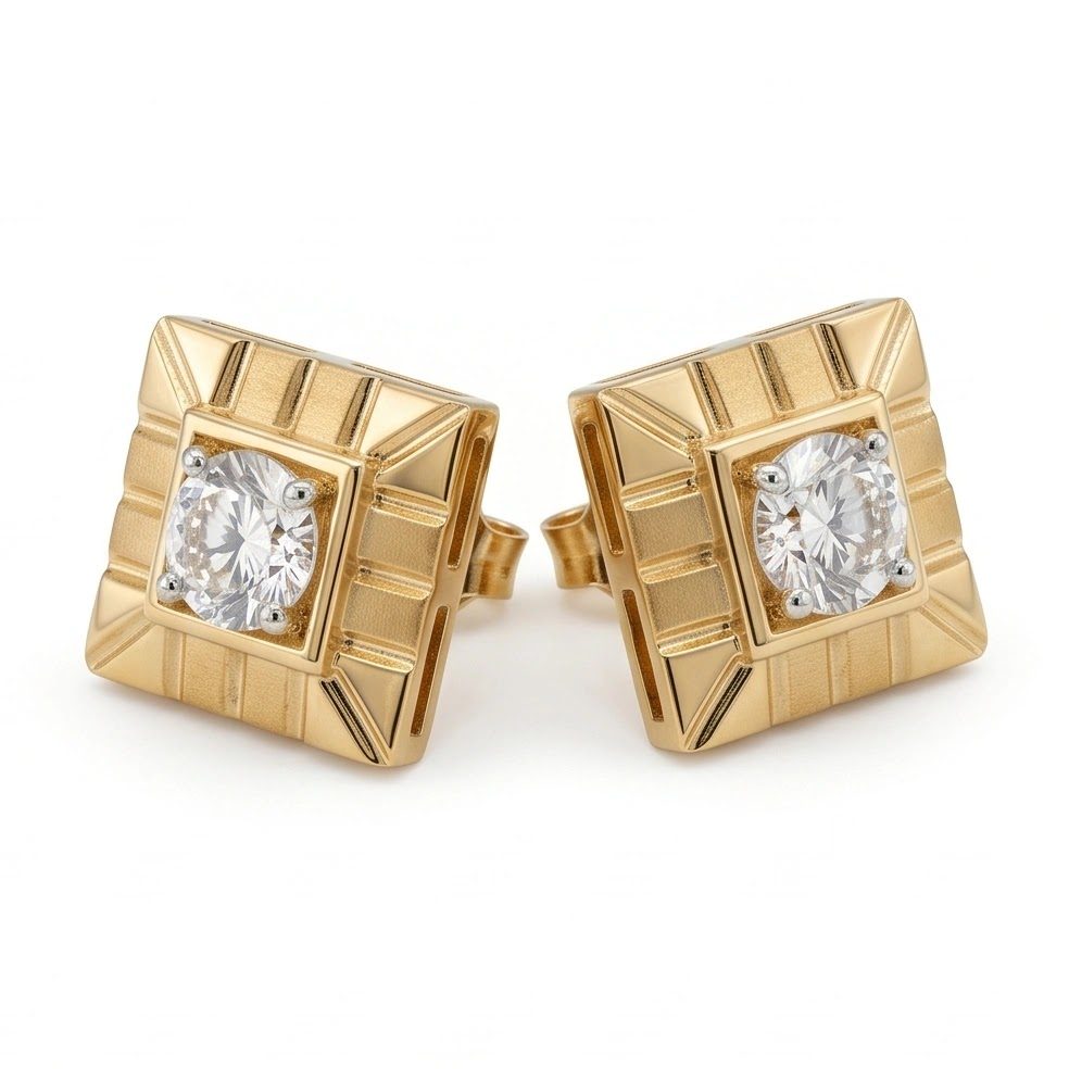 18KT Yellow Gold 0.61 Carat Round Diamond Earrings | Innocence Design E-21789