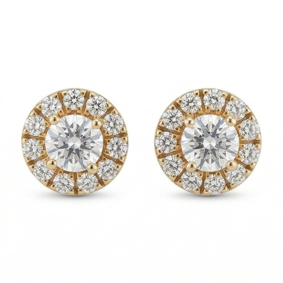 18KT Yellow Gold 0.74 Carat Round Diamond Earrings | Innocence Design ER301B