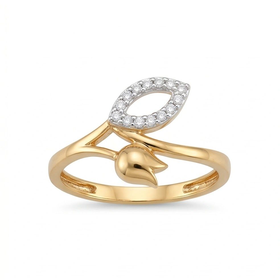 18KT Yellow Gold 0.13 Carat Round Diamond Ring | Innocence Design LR-21512