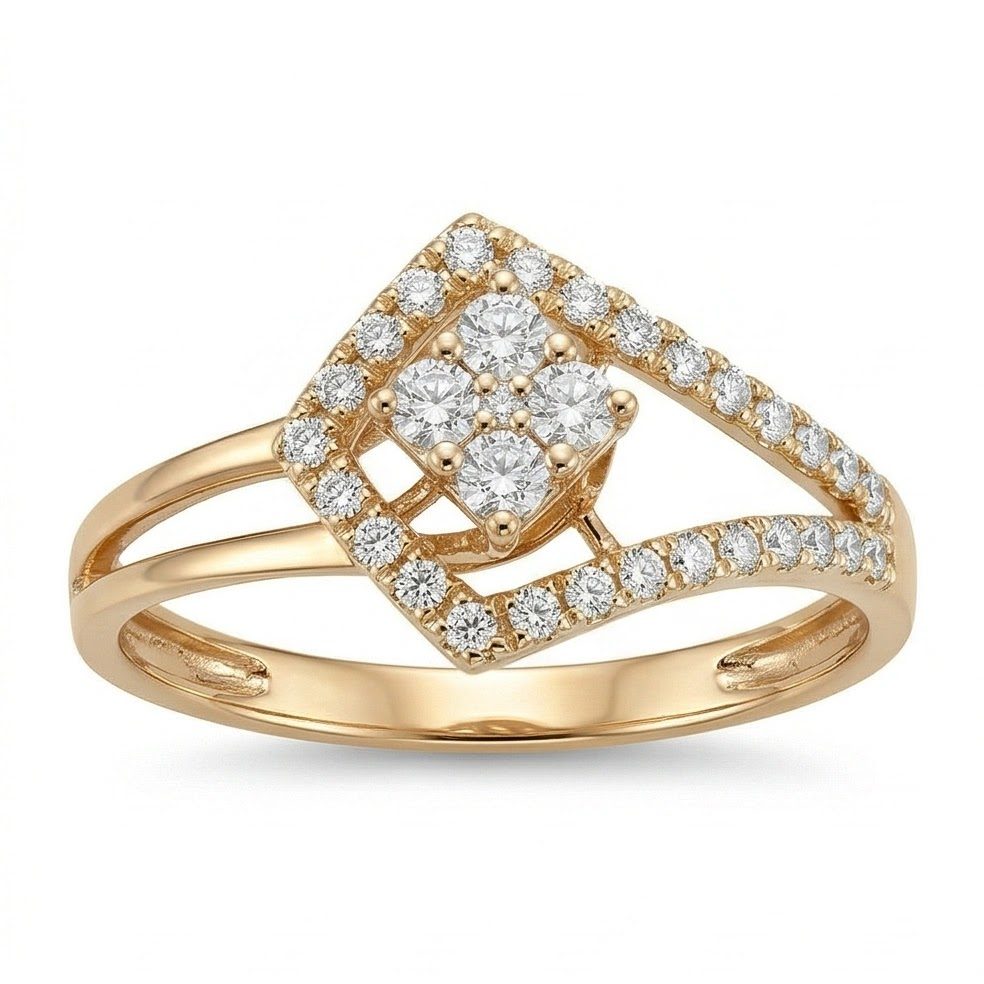 18KT Yellow Gold 0.33 Carat Round Diamond Ring | Innocence Design DJR01266AM