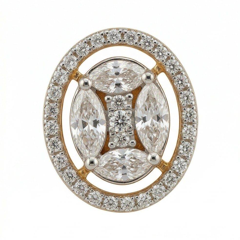 18KT Yellow Gold 1.06 Carat Round & Princess & Marquise Diamond Earrings | Innocence Design D1324T23
