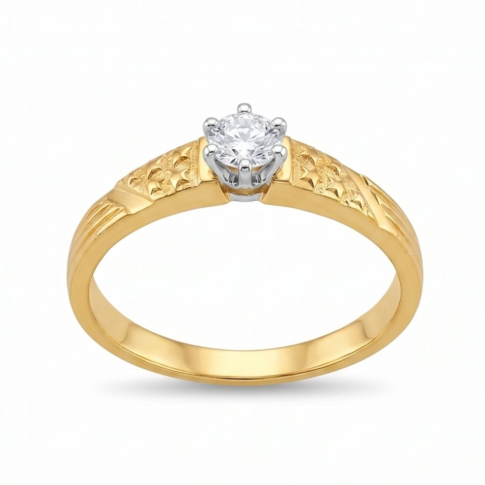 18KT Yellow Gold 0.31 Carat Round Diamond Ring | Innocence Design GR-21246
