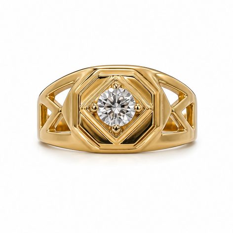 18KT Yellow Gold 0.31 Carat Round Diamond Ring | Innocence Design GR-21242