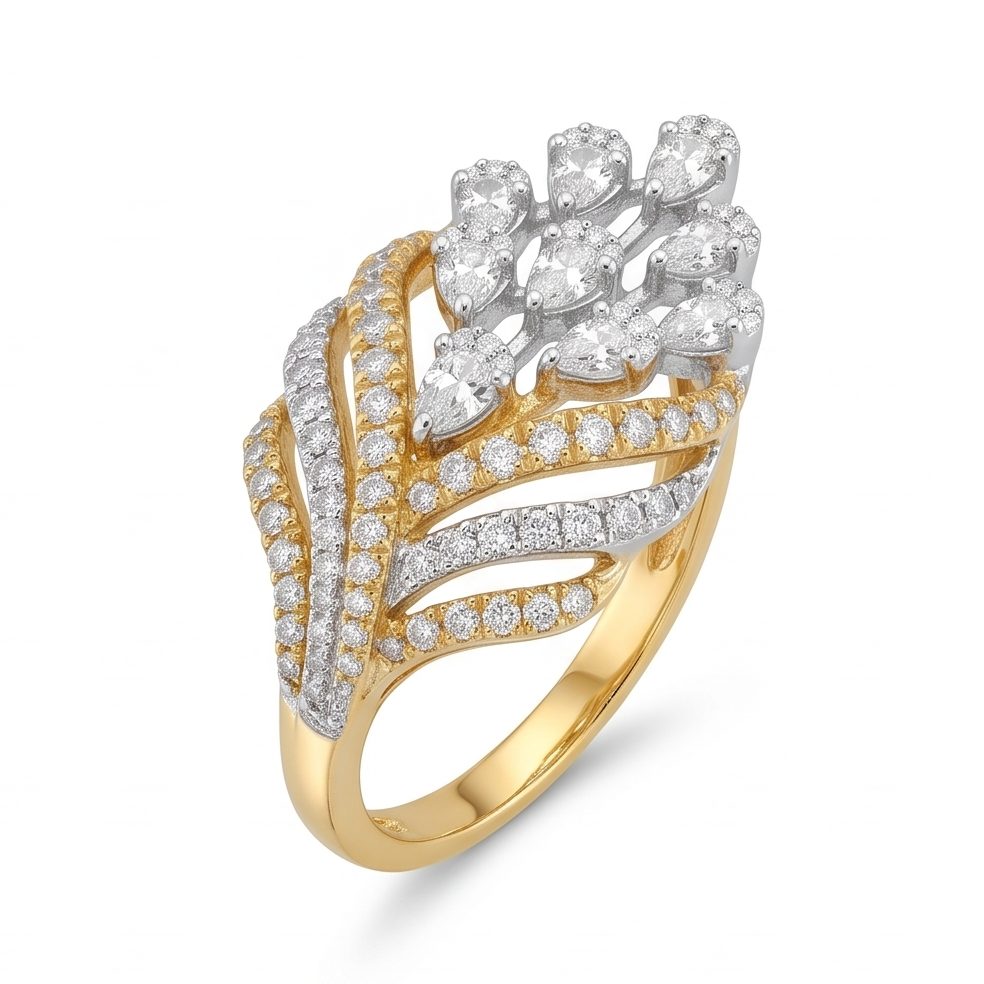 18KT Yellow Gold 1.06 Carat Round & Pear Diamond Ring | Innocence Design 19G06906