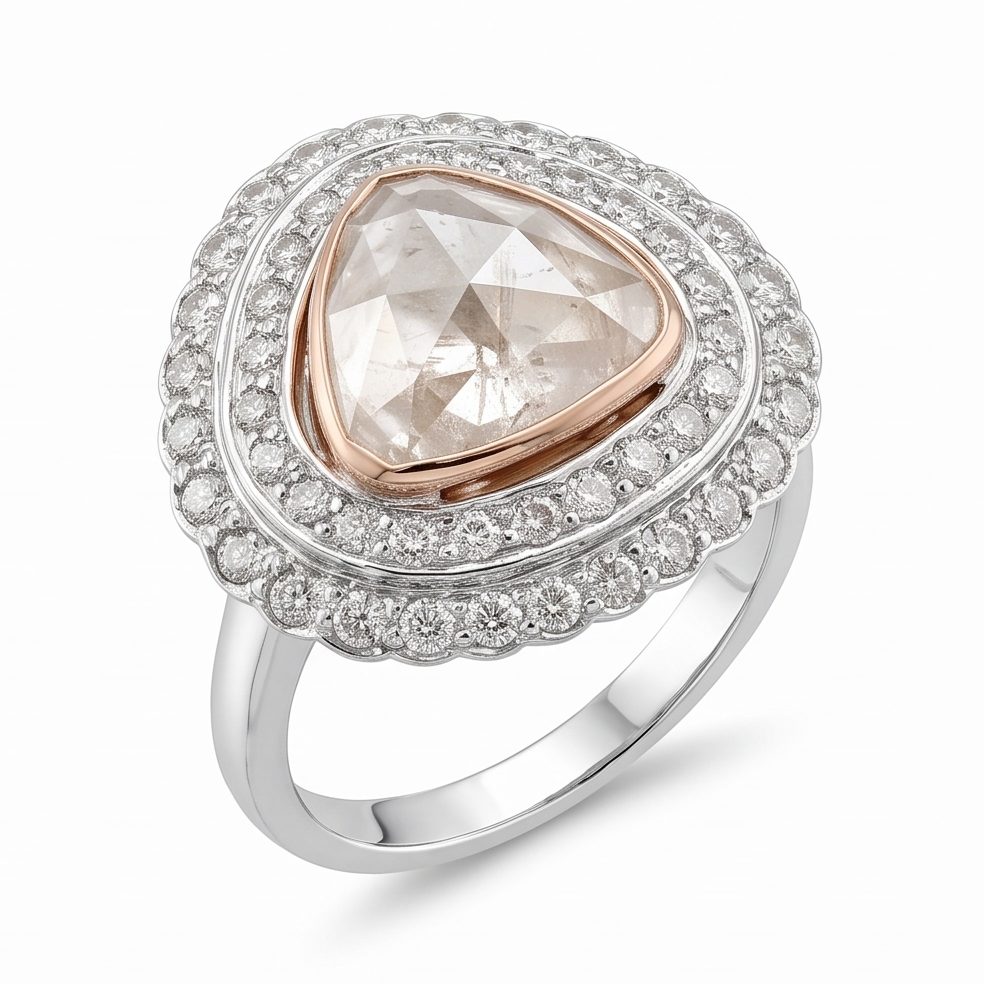 18KT Yellow Gold 3.1 Carat Round & Pear Diamond Ring | Innocence Design P2591R2