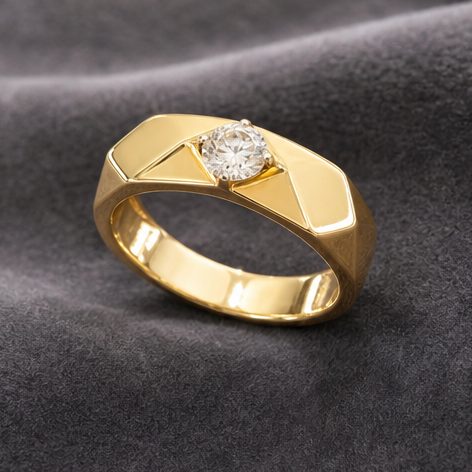 18KT Yellow Gold 0.71 Carat Round Diamond Ring | Innocence Design GR-2138