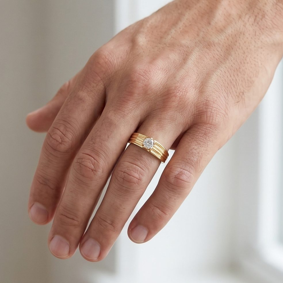 18KT Yellow Gold 0.25 Carat Round Diamond Ring | Innocence Design GR-20708/A