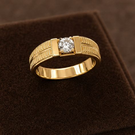 18KT Yellow Gold 0.34 Carat Round Diamond Ring | Innocence Design GR-21326A