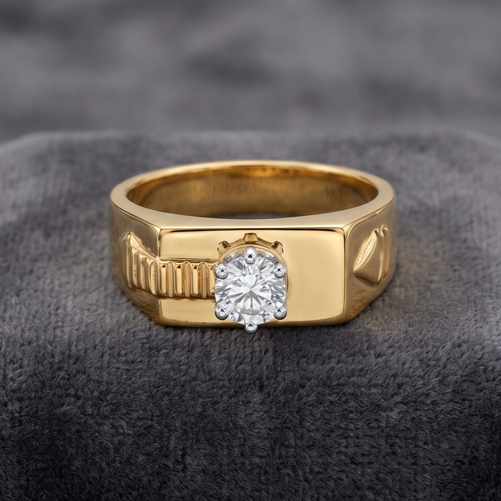18KT Yellow Gold 0.31 Carat Round Diamond Ring | Innocence Design GR-21241