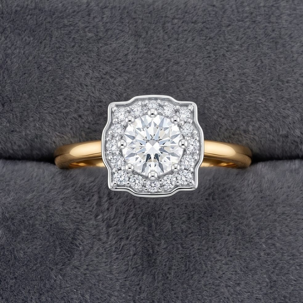 18KT Yellow Gold 0.65 Carat Round Diamond Ring | Innocence Design LR-8529