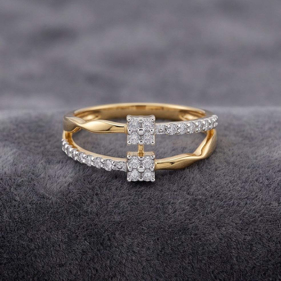 18KT Yellow Gold 0.22 Carat Round Diamond Ring | Innocence Design LR-21531