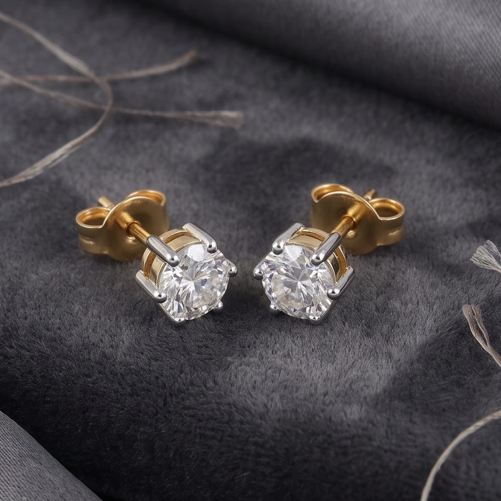 18KT Yellow Gold 2 Carat Round Diamond Earrings | Innocence Design TP-2811G/KM