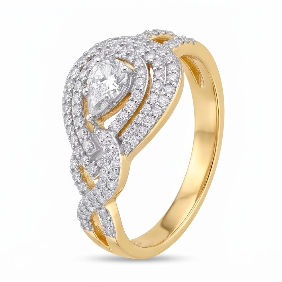 18KT Yellow Gold 0.62 Carat Round Diamond Ring | Innocence Design 21607R3