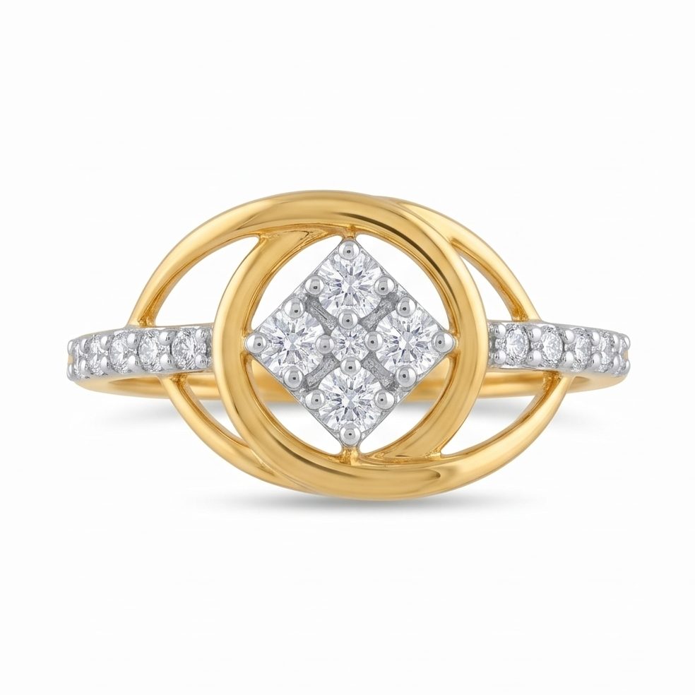 18KT Yellow Gold 0.33 Carat Round Diamond Ring | Innocence Design LR-20421