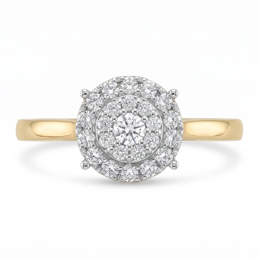 18KT Yellow Gold 0.3 Carat Round Diamond Ring | Innocence Design LR-21371