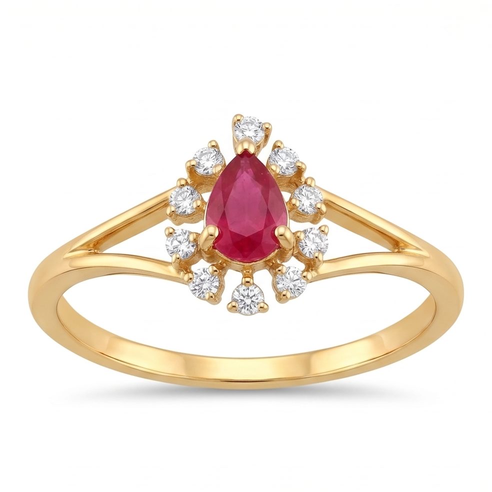 18KT Yellow Gold 0.08 Carat Round Diamond Ring | Innocence Design ALR04331