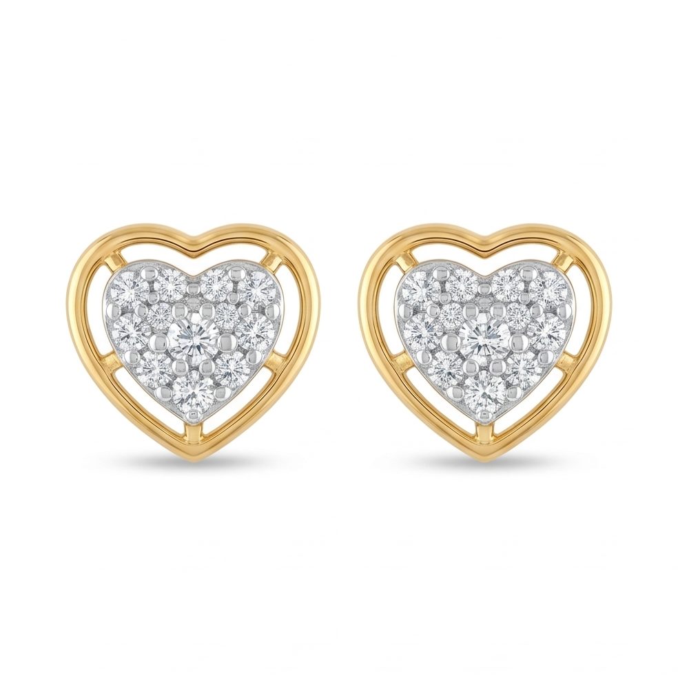 18KT Yellow Gold 0.42 Carat Round Diamond Earrings | Innocence Design E-21585
