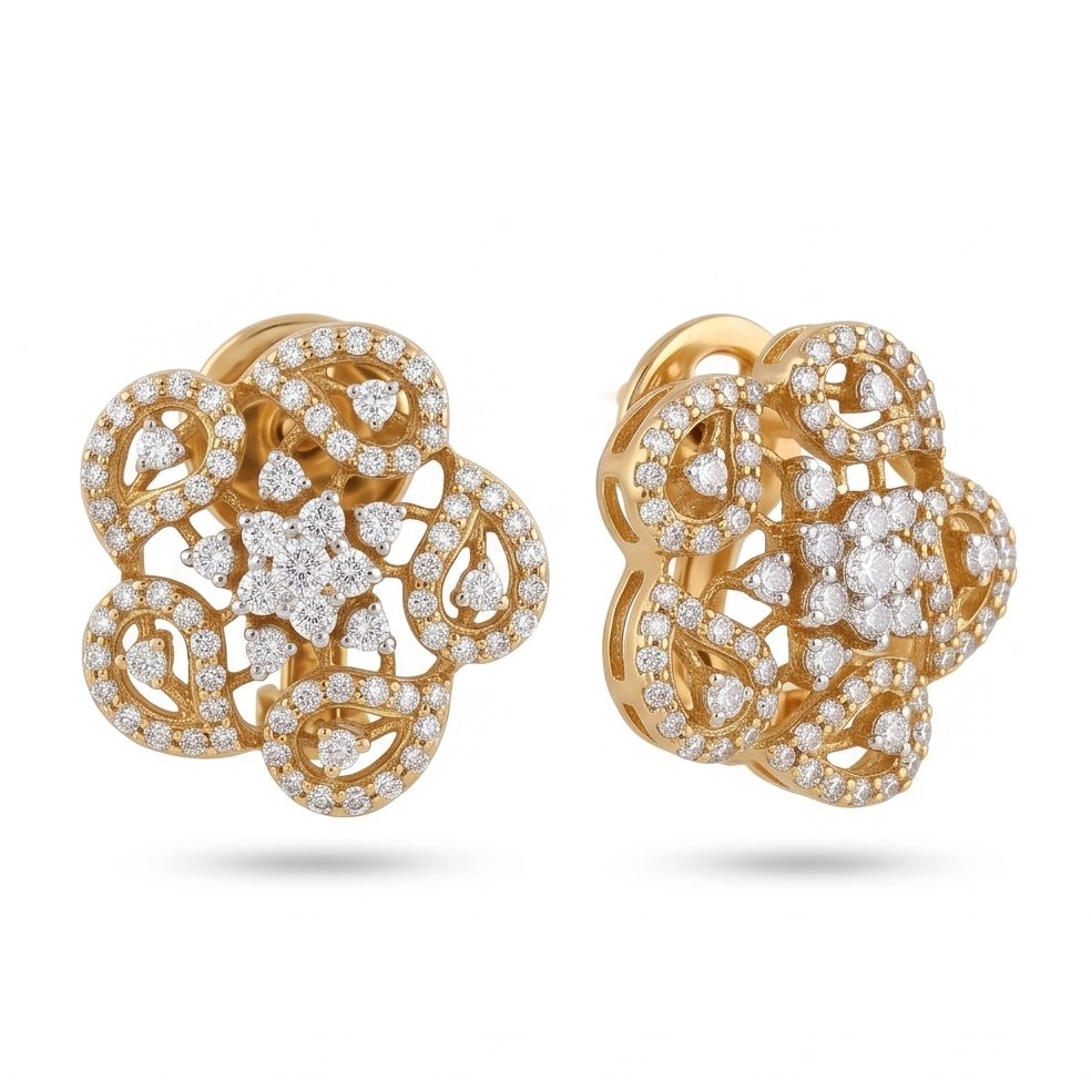 18KT Yellow Gold 1.29 Carat Round Diamond Earrings | Innocence Design ER-1573