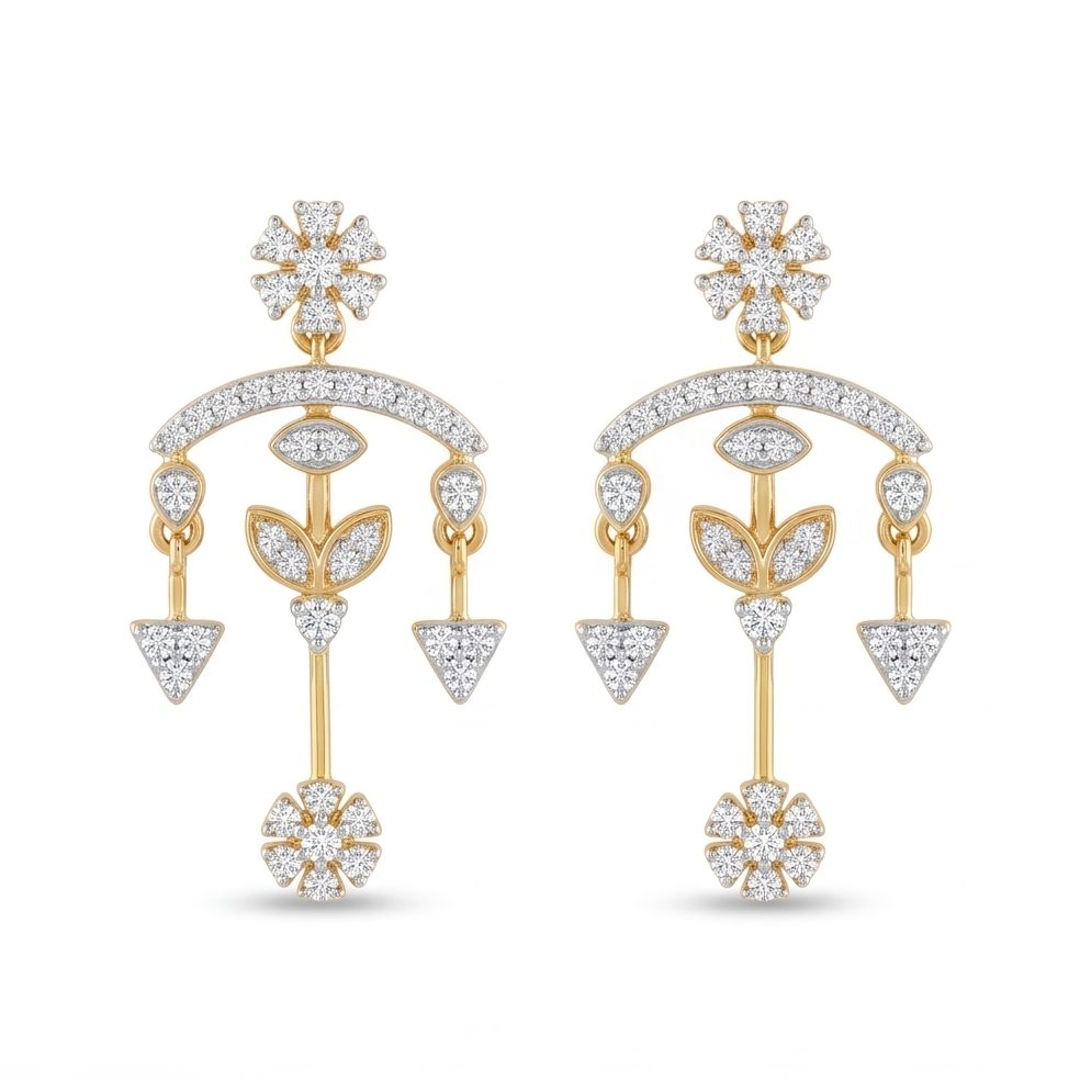 18KT Yellow Gold 0.57 Carat Round Diamond Earrings | Innocence Design E-20596