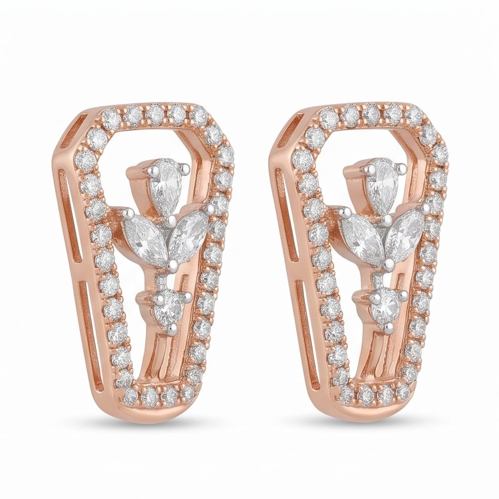 18KT Yellow Gold 0.74 Carat Round & Marquise & Pear Diamond Earrings | Innocence Design 21197ER4