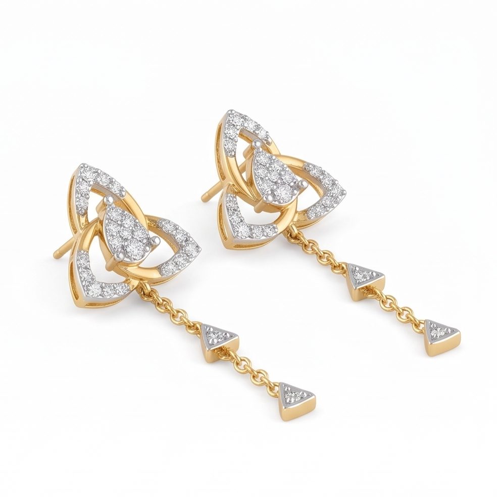 18KT Yellow Gold 0.42 Carat Round Diamond Earrings | Innocence Design ER35897
