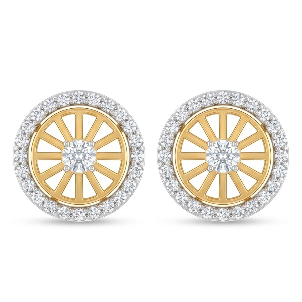 18KT Yellow Gold 0.69 Carat Round Diamond Earrings | Innocence Design E-21600