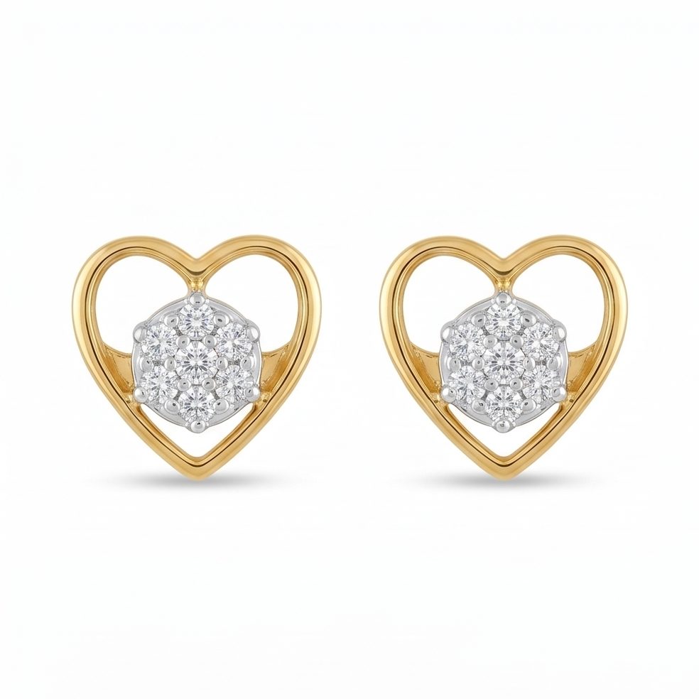 18KT Yellow Gold 0.5 Carat Round Diamond Earrings | Innocence Design E-21579
