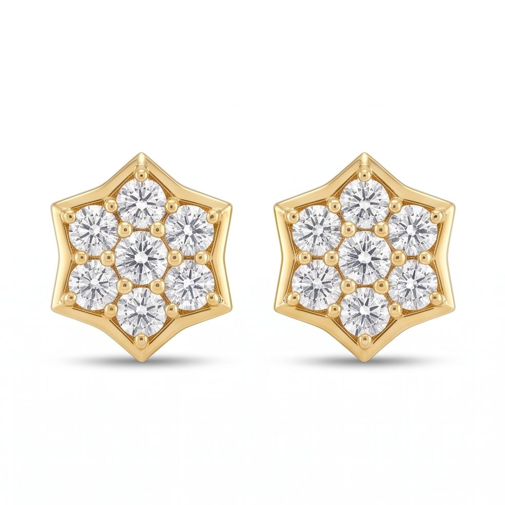 18KT Yellow Gold 0.62 Carat Round Diamond Earrings | Innocence Design E-21587