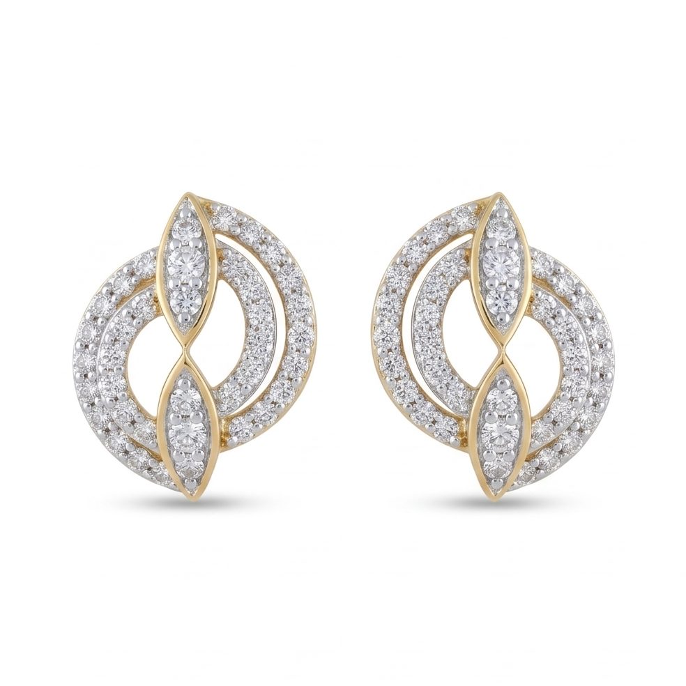 18KT Yellow Gold 0.61 Carat Round Diamond Earrings | Innocence Design E-20389