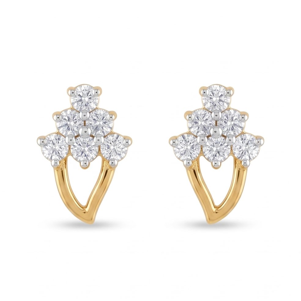 18KT Yellow Gold 0.39 Carat Round Diamond Earrings | Innocence Design E-21583