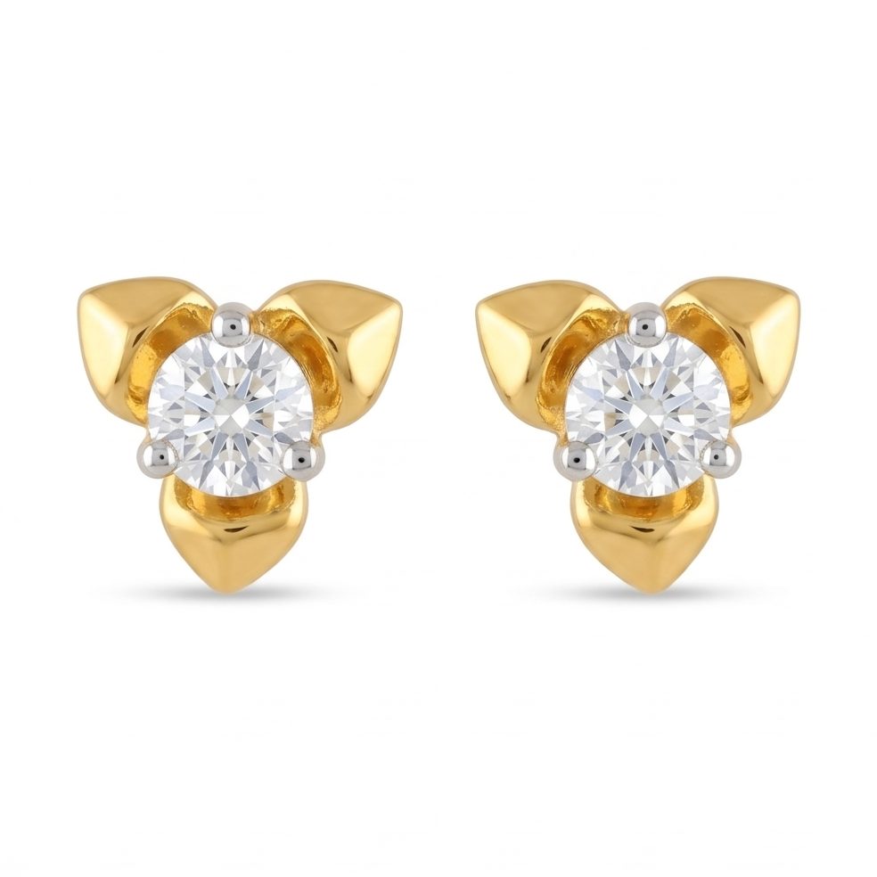 18KT Yellow Gold 0.4 Carat Round Diamond Earrings | Innocence Design E-20672