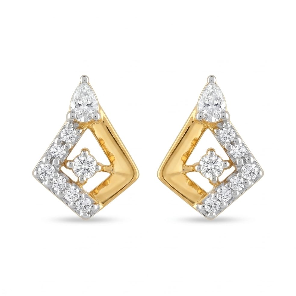18KT Yellow Gold 0.23 Carat Round Diamond Earrings | Innocence Design E-20397