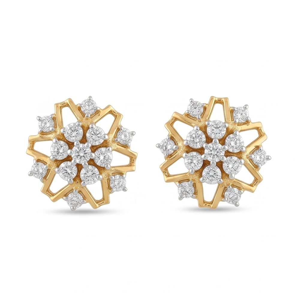 18KT Yellow Gold 0.4 Carat Round Diamond Earrings | Innocence Design E-21602