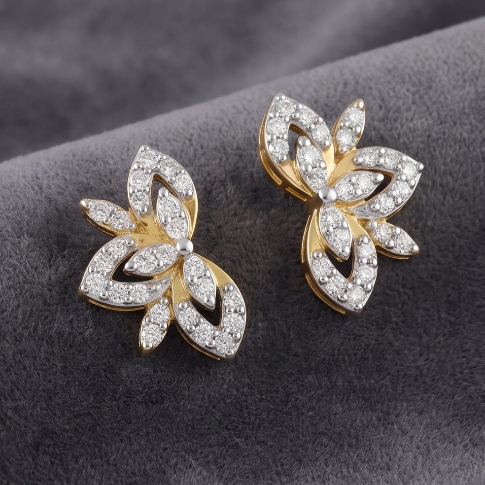 18KT Yellow Gold 0.42 Carat Round Diamond Earrings | Innocence Design E-20393