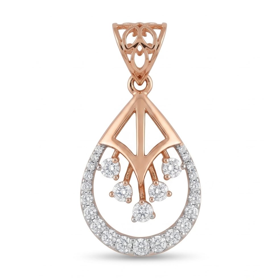 18KT Rose Gold 0.39 Carat Round Diamond Pendant | Innocence Design PS707258