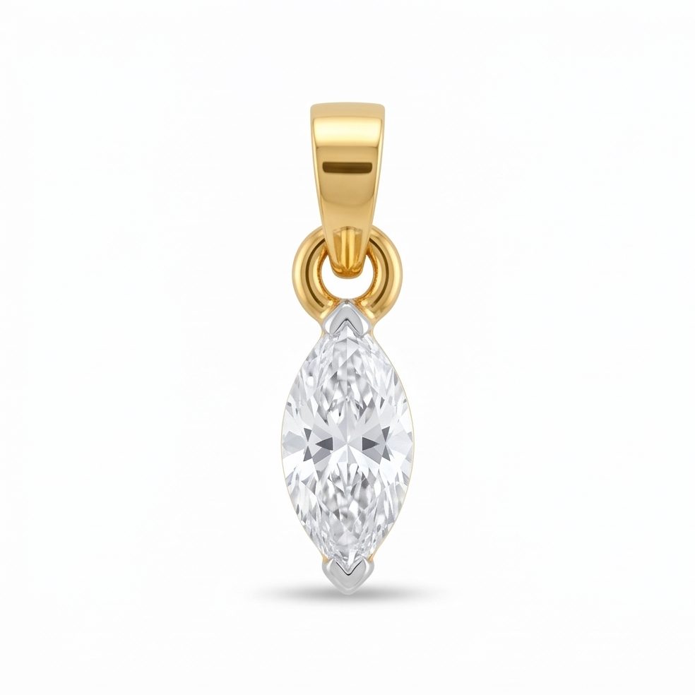 18KT Yellow Gold 0.32 Carat Marquise Diamond Pendant | Innocence Design P-20369