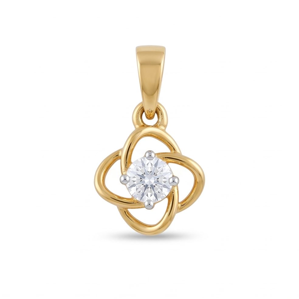 18KT Yellow Gold 0.24 Carat Round Diamond Pendant | Innocence Design P-20370
