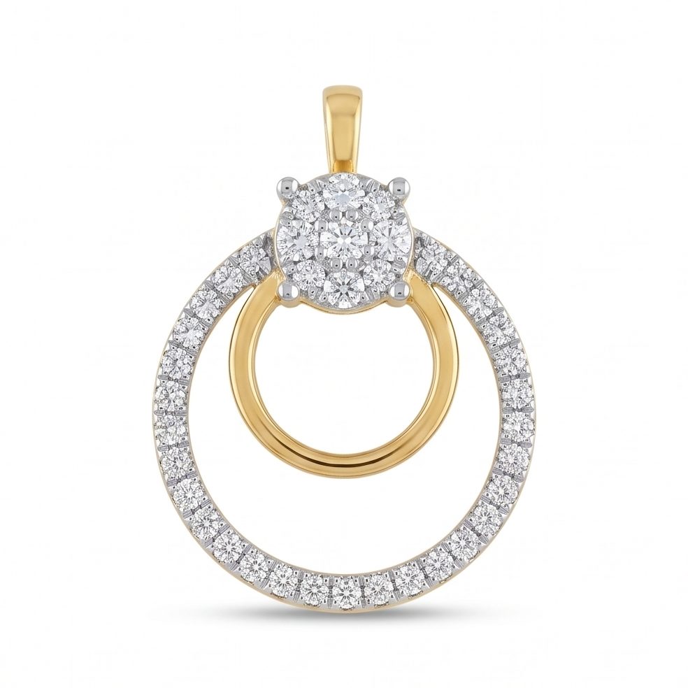 18KT Yellow Gold 0.43 Carat Round Diamond Pendant | Innocence Design SP001241