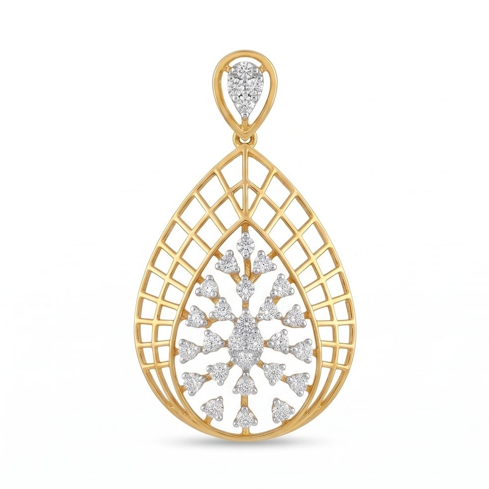 18KT Yellow Gold 0.48 Carat Round Diamond Pendant | Innocence Design PS612972
