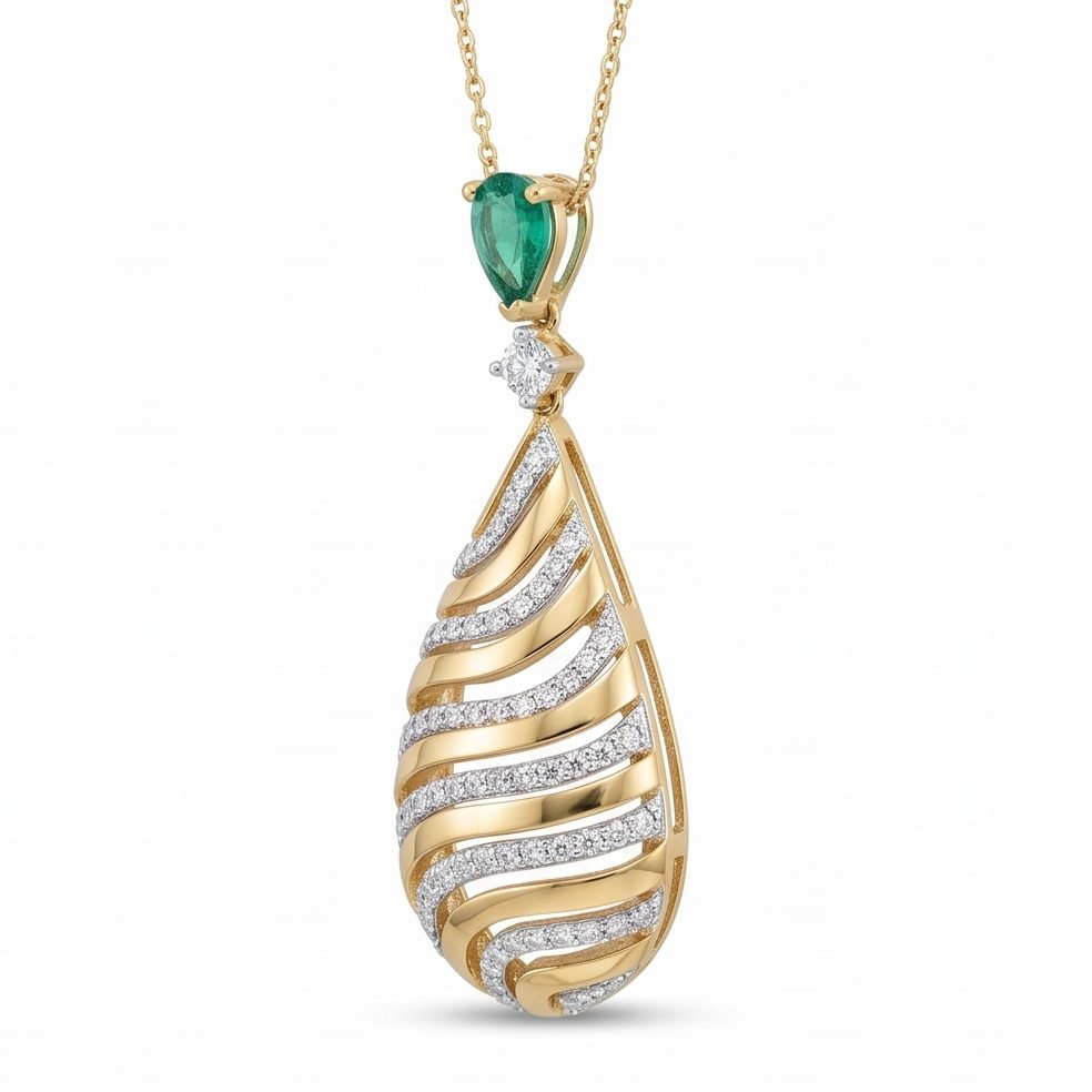 18KT Yellow Gold 0.45 Carat Round Diamond Pendant | Innocence Design PE-21235