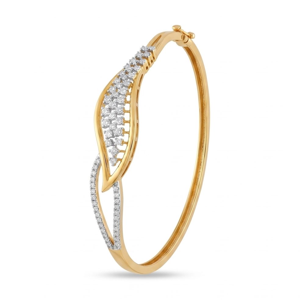 18KT Yellow Gold 0.64 Carat Round Diamond Bangle | Innocence Design BN002561