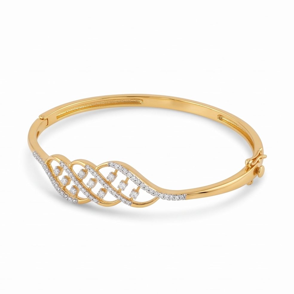 18KT Yellow Gold 0.35 Carat Round Diamond Bangle | Innocence Design BN002541