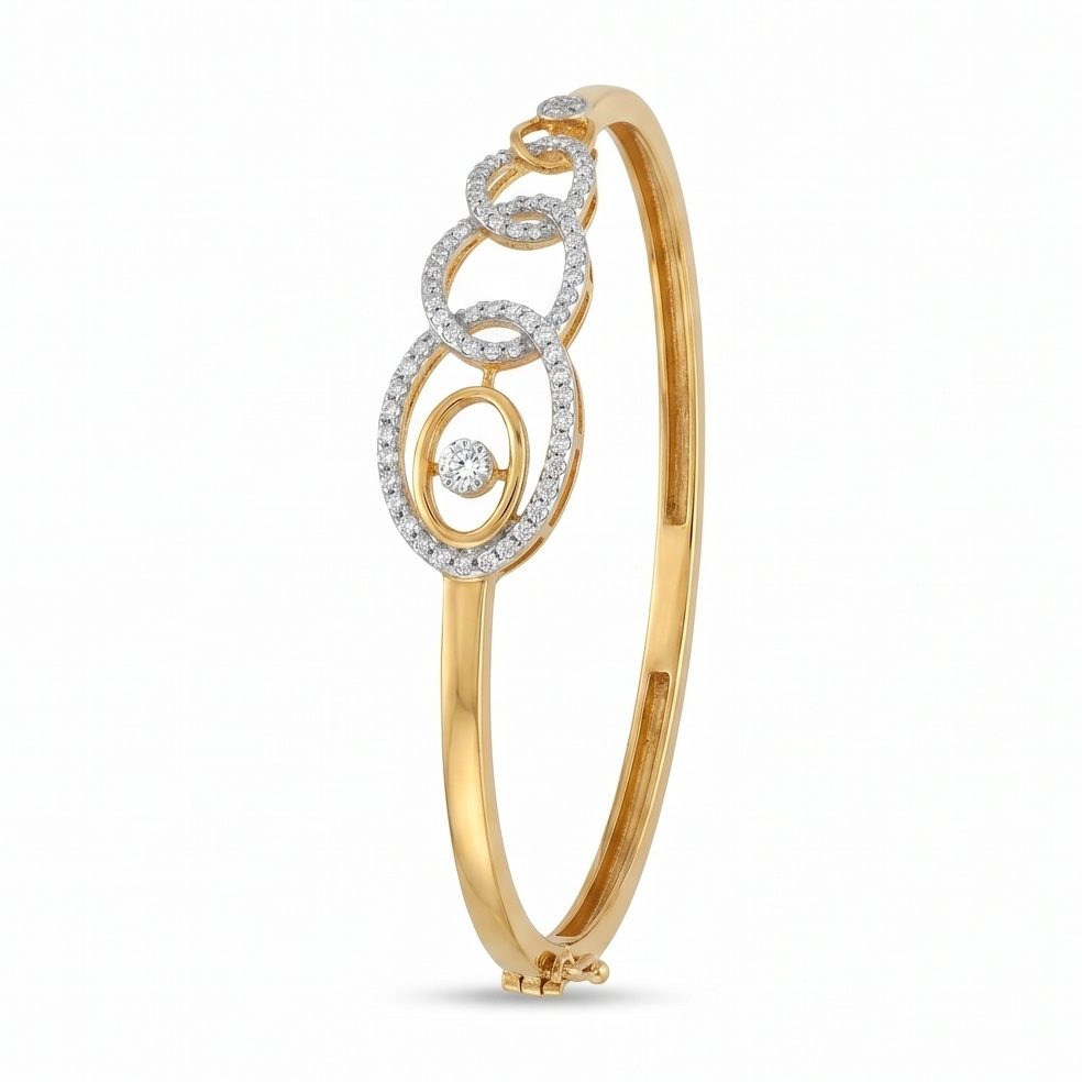 18KT Yellow Gold 0.5 Carat Round Diamond Bangle | Innocence Design BN002593
