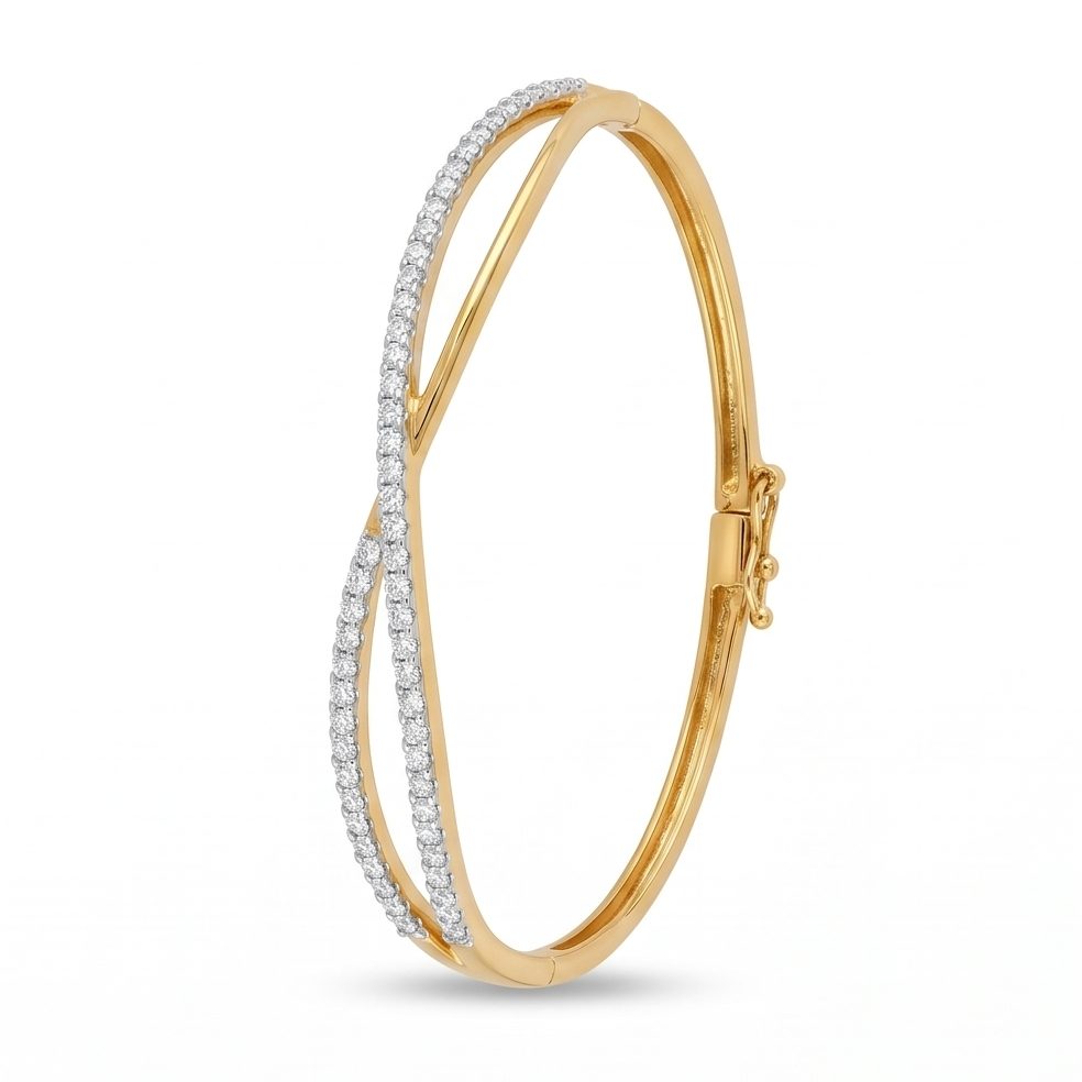 18KT Yellow Gold 0.71 Carat Round Diamond Bangle | Innocence Design BN002594
